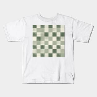 Checkered (sage and sap green) Kids T-Shirt